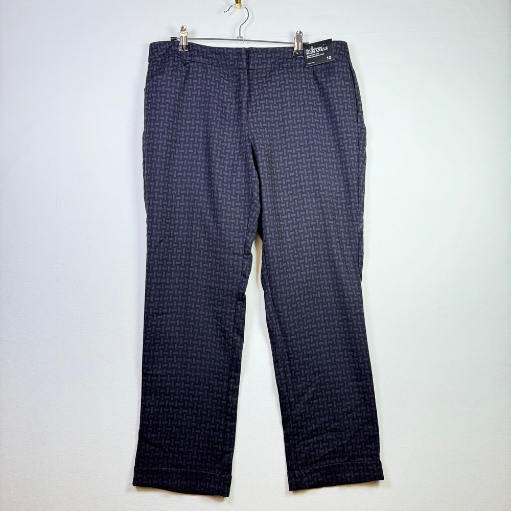 NEW YORK & COMPANY Purple‎ Geometric 7th Ave Slim Ankle Pants Size 10